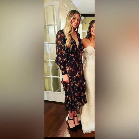 ASOS Mixed Floral Plunge Button-Front Midi Dress EUC - Picture 6 of 8